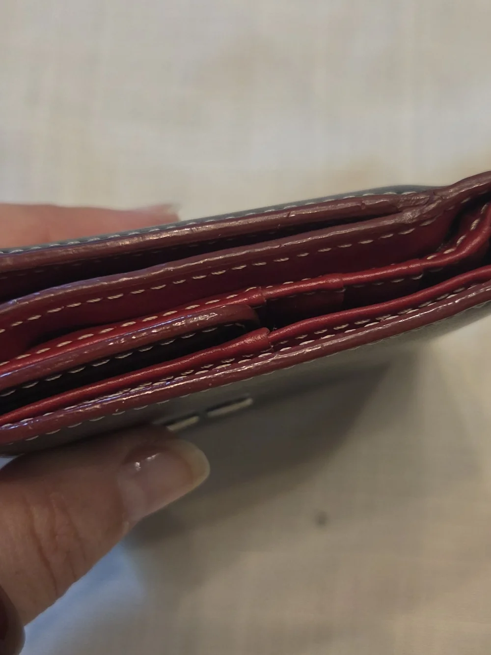 Lodis Black Leather Bi-Fold Wallet with Red Trim